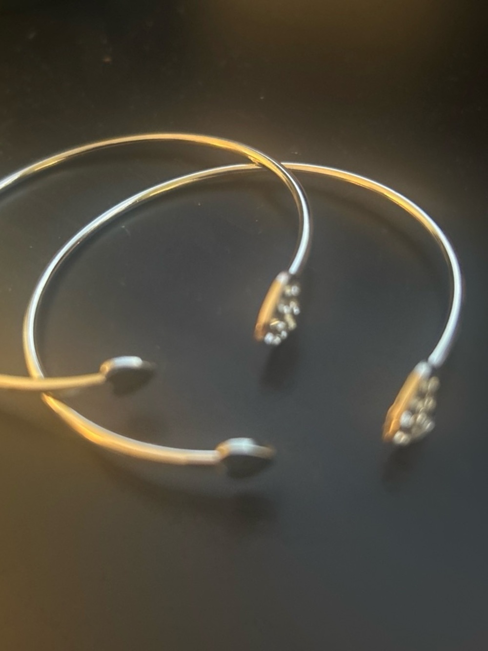 Delicate Open Cuff Bracelet Pair in Silver Tone set of 2